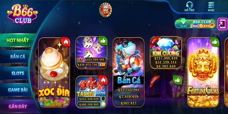 Top các sảnh game hấp dẫn của hệ thống B66